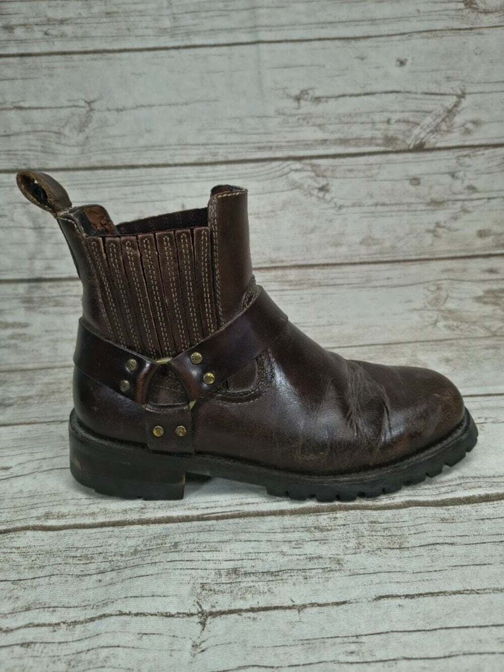GBX Dorado Brown Leather Harness Boots Size 8M
